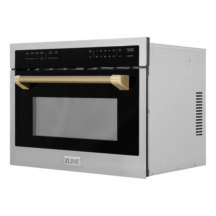 ZLINE Autograph Edition 24" Built-in Convection Microwave Oven, Stainless Steel, Helix Handle MWOZ-24-KCB09K