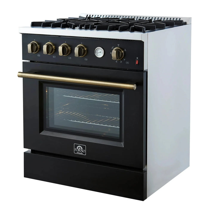 FORNO Marco 30" Gas on Gas Range FFSGS6277-30BLK09K