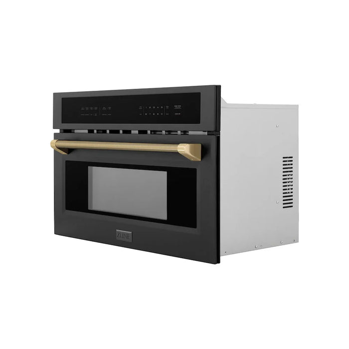 ZLINE Autograph Edition 30" Built-in Convection Microwave Oven, Black Stainless Steel, Helix Handle MWOZ-30-BS-KCB09K