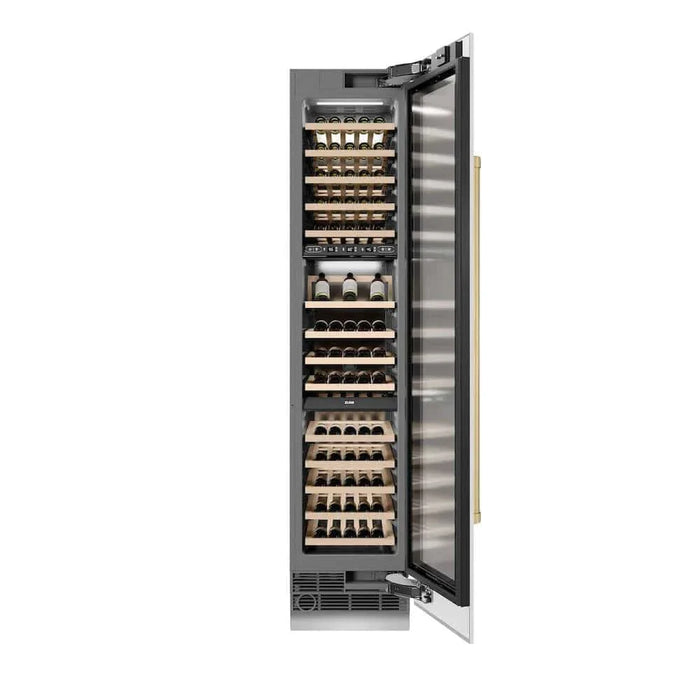 ZLINE 18"Triple Zone 68 Bottle Right Hinge Column Wine Cooler, White Matte Stainless Steel Champagne Bronze RCWVRZ-WM-18-CB09K