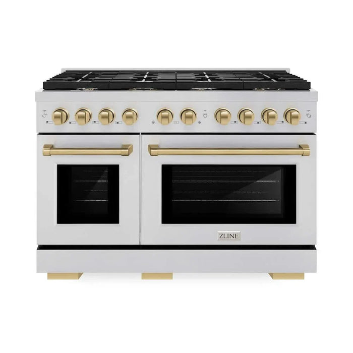 ZLINE 48"Gas Range, Convection Oven Stainless Steel, Champagne Bronze, SGRZ-48-CB09K