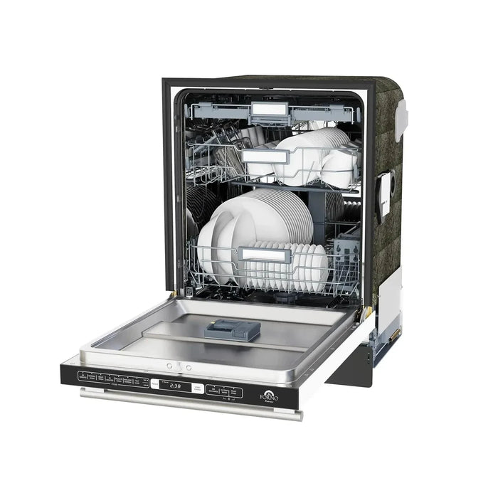 Forno Romano Espresso 24" Built-In Dishwasher in White with Stainless Steel Handle, FDWBI8035-24WHT09K