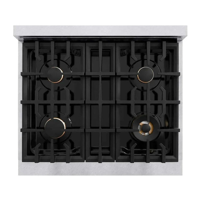 ZLINE 30" Classic Gas Range, Convection Gas Oven DuraSnow® Stainless Steel, Brass Burners CGRS-BR-3009K
