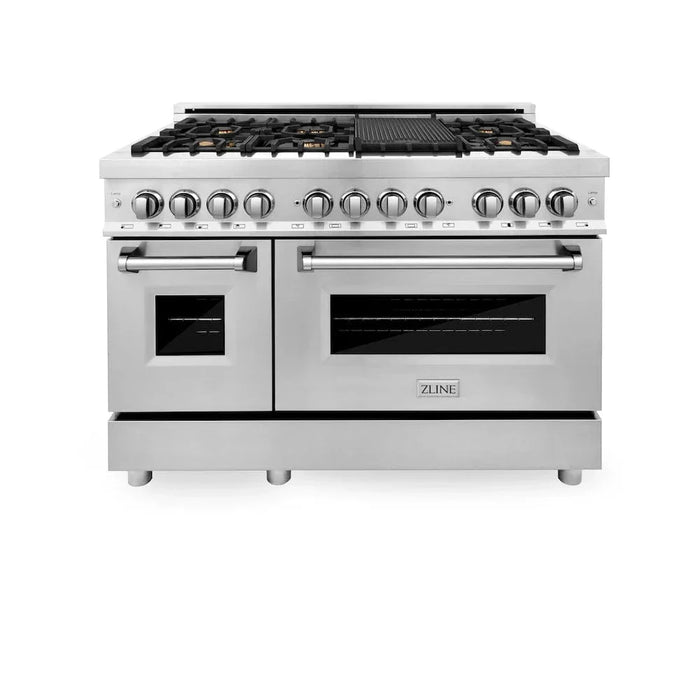 ZLINE 48" Gas Burner/Electric Oven Range Stainless, Brass Burners, Griddle RA-BR-GR-4809K