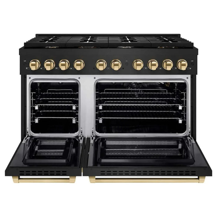 ZLINE 48"Gas Range, Convection Gas Oven, Black, Gold,SGRBZ-48-G09K