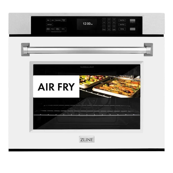 ZLINE 30"Professional True Convection Single Wall Oven, Air Fry, Self Clean, DuraSnow® White Matte WASS-WM-3009K