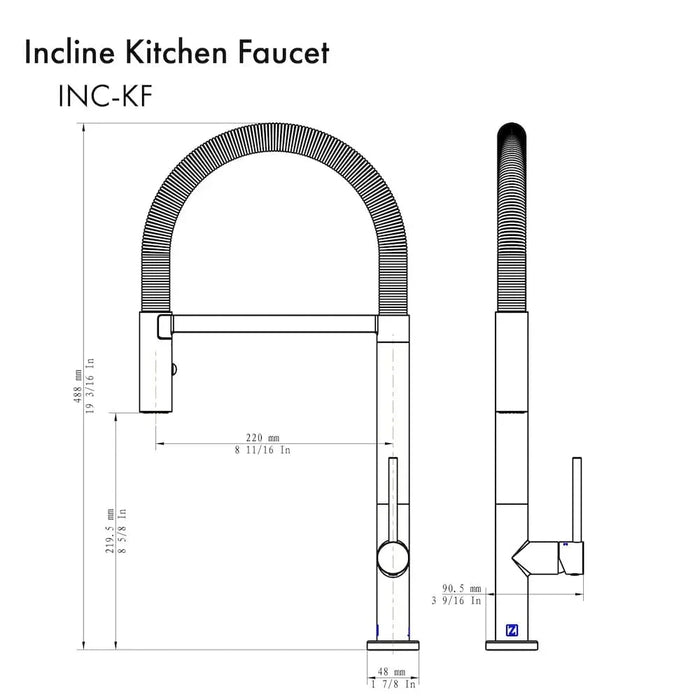ZLINE Incline Kitchen Faucet INC-KF-CB09K