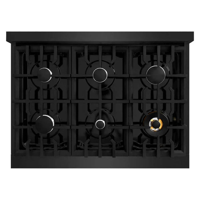 ZLINE 36" Dual Fuel Range, Gas Cooktop, Electric Convection Oven Black Stainless Steel, CDRB-3609K