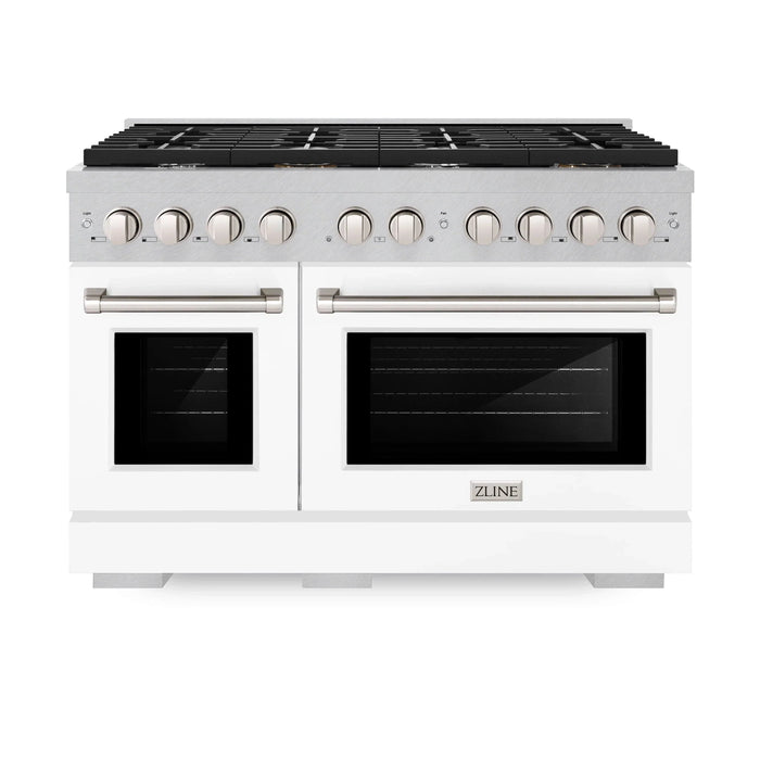 ZLINE 48"Paramount Dual Fuel Range DuraSnow® White Matte SDRS-WM-4809K