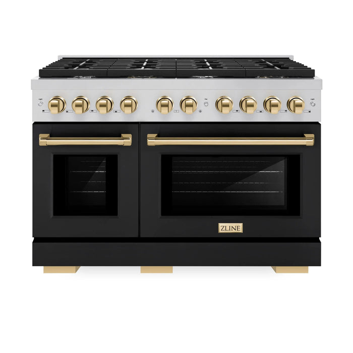 ZLINE 48"Paramount Dual Fuel Range Black Matte Gold SDRZ-BLM-48-G09K