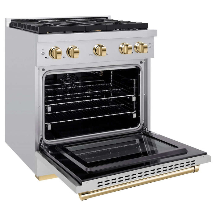 ZLINE 30 " Gas Range, Convection Oven Stainless Steel, Gold , SGRZ-30-G09K