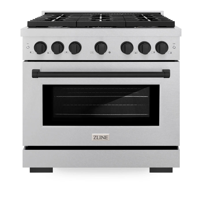 ZLINE 36"Paramount Dual Fuel Range DuraSnow® Matte Black SDRSZ-36-MB09K