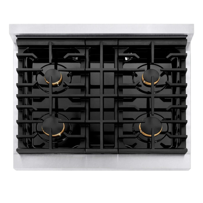ZLINE 30"Paramount Dual Fuel Range DuraSnow® White Matte, Gold SDRSZ-WM-30-G09K