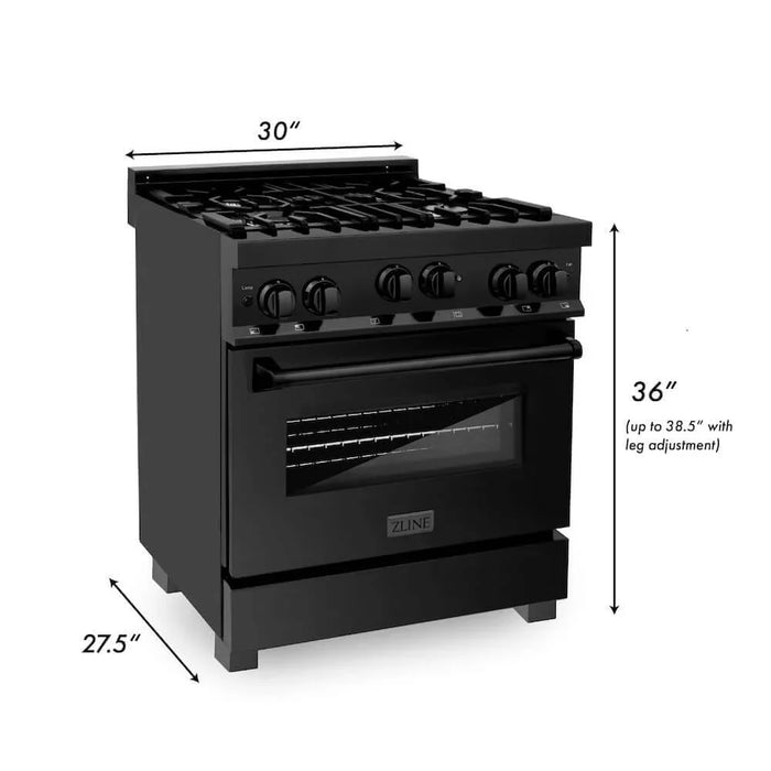 ZLINE 30 " Package Range RGB-30, Range Hood BSKBN, Microwave MWD-1 , Dishwasher DW-BS-24,  4KP-RGBRH30-MWDW09K
