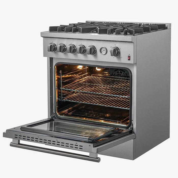 FORNO 2-Piece Appliance Package- 30" Gas Range, 36" French Door Refrigerator Stainless Steel FBDL-020-02-US09K