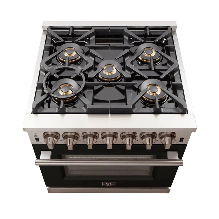 FORNO Capriasca 30" Gas on Gas Range FFSGS6260-30BLK09K