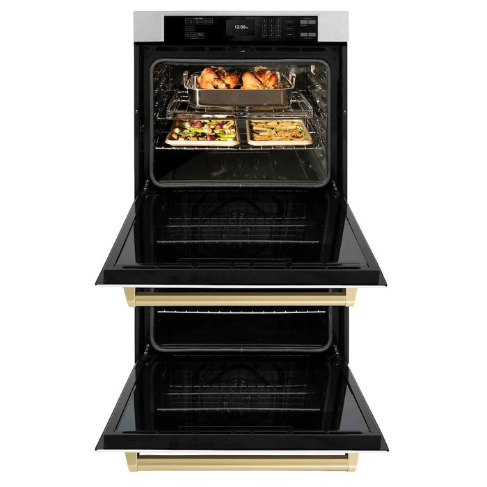 ZLINE 30"Professional True Convection Double Wall Oven, Air Fry, Self Clean, DuraSnow® Gold WADSZ-WM-30-G09K