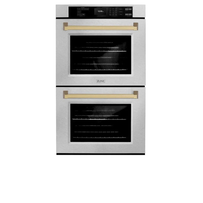 ZLINE 30"Professional True Convection Double Wall Oven, Air Fry, Self Clean, DuraSnow® Champagne Bronze WADSZ-30-CB09K