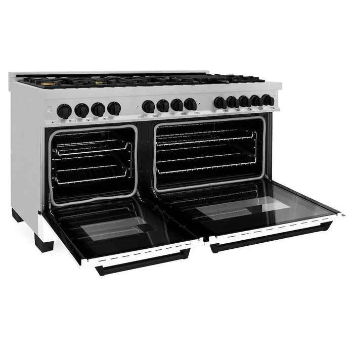 ZLINE 60"Autograph Range Dual Fuel, DuraSnow, White Door,RASZ-WM-60-MB09K