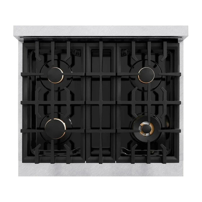 ZLINE 30"Classic Gas Range, Convection Gas Oven, DuraSnow® Stainless Steel, Matte Black CGRSZ-30-MB09K