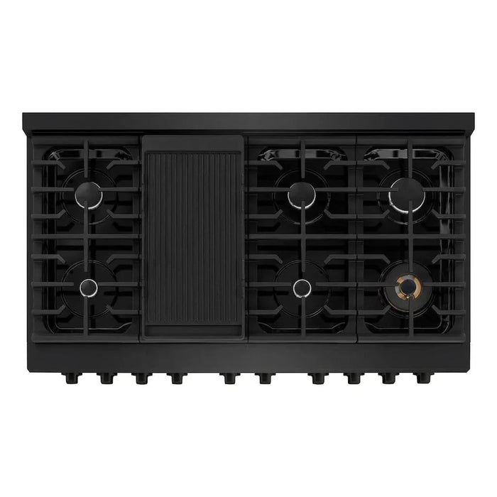 ZLINE 48 in.Gas Range, Convection Gas Oven, Black Stainless Steel, SGRB-4809K