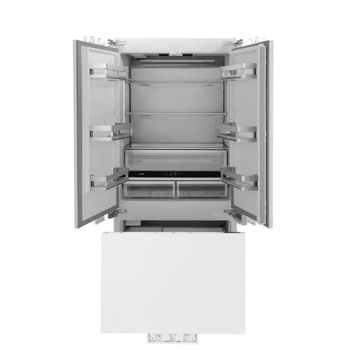 ZLINE Autograph Edition 36" Panel Ready Built-In Bottom Freezer Refrigerator, Water Dispenser, Ice Maker, Accents RBIVZ-36-CB09K