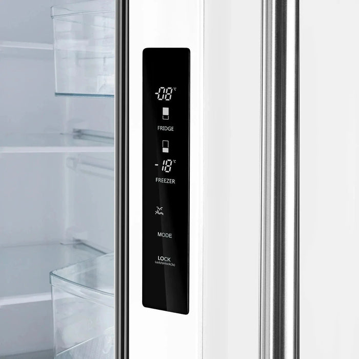 Forno Espresso Gallipoli 30"Door Refrigerator, Ice Maker in White, Antique Brass Handle FFFFD1974-31WHT09K