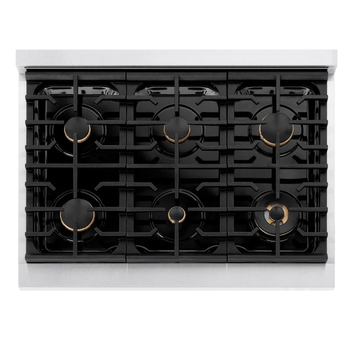 ZLINE 36"Paramount Dual Fuel Range DuraSnow® Champagne Bronze SDRSZ-36-CB09K