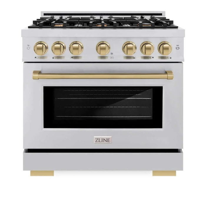 ZLINE 36" Select Gas Range Convection Gas Oven Stainless Steel Champagne Bronze HGRZ-36-CB09K