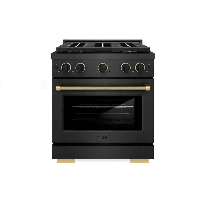 ZLINE 30" Paramount Dual Fuel Range DuoPro™ Cooktop, Electric Convection Oven, Black Satin Stainless Steel PSDRBSZ-30-CB09K