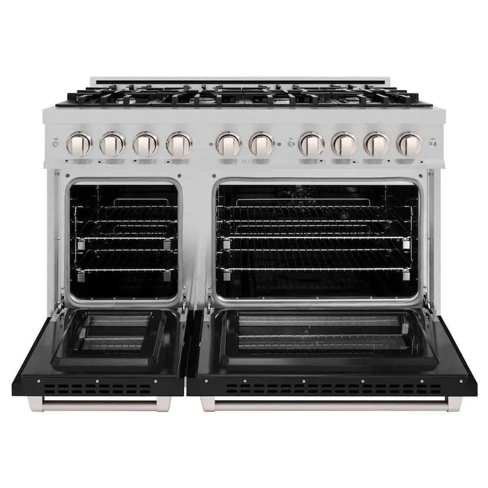 ZLINE 48" Select Dual Fuel Range Gas Cooktop Electric Convection Oven Stainless Steel Black Matte Door HDR-BLM-4809K