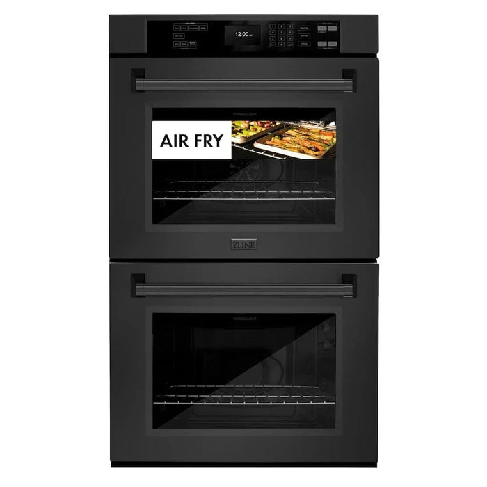 ZLINE 30"Professional True Convection Double Wall Oven, Air Fry, Self Clean Black Stainless Steel WADB-3009K