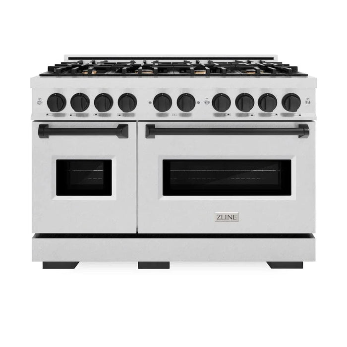 ZLINE 48"Classic Gas Range, Convection Gas Oven, DuraSnow® Stainless Steel, Matte Black CGRSZ-48-MB09K