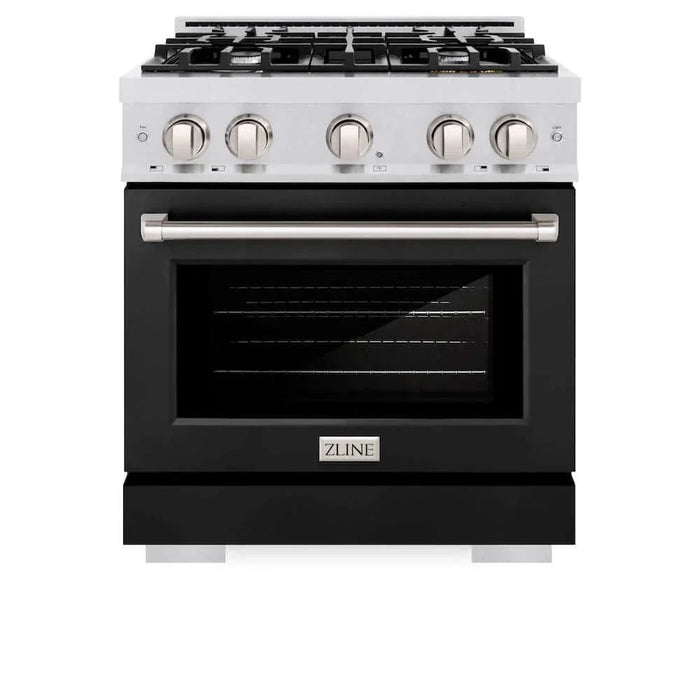 ZLINE 36" Select Gas Range Convection Gas Oven DuraSnow® Stainless Steel Black Matte Door HGRS-BLM-3609K