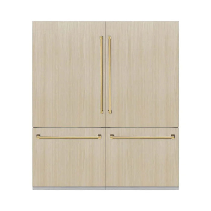 ZLINE 72" Panel Ready Built-In Bottom Freezer Refrigerator,Water Dispenser, Ice Maker,Graphite Gray Polished Gold GRBITZ-72-G09K