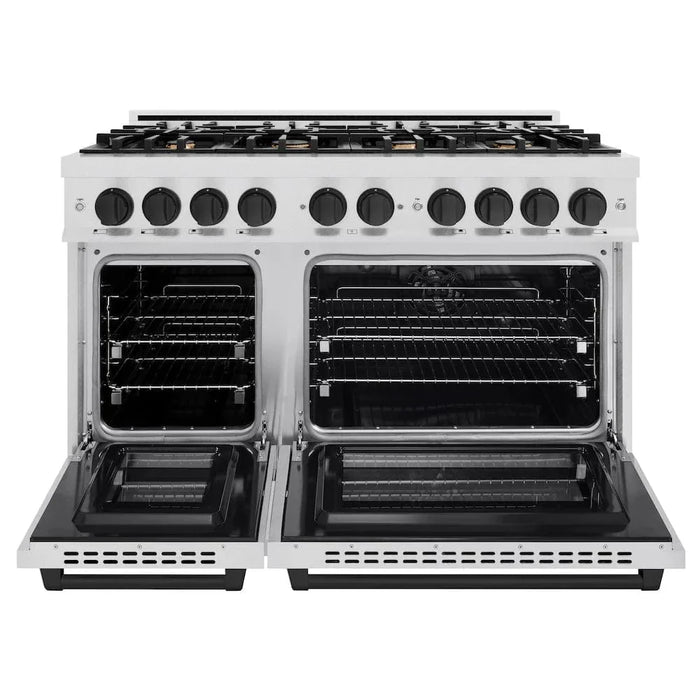 ZLINE 48" Select Dual Fuel Range Gas Cooktop Electric Convection Oven DuraSnow® Stainless Steel Matte Black HDRSZ-48-MB09K