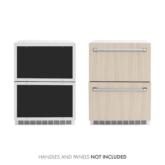 ZLINE 24" Touchstone 168 Can Outdoor-Rated Dual Refrigerator Drawer, Panel Ready, RDSPO-2409K