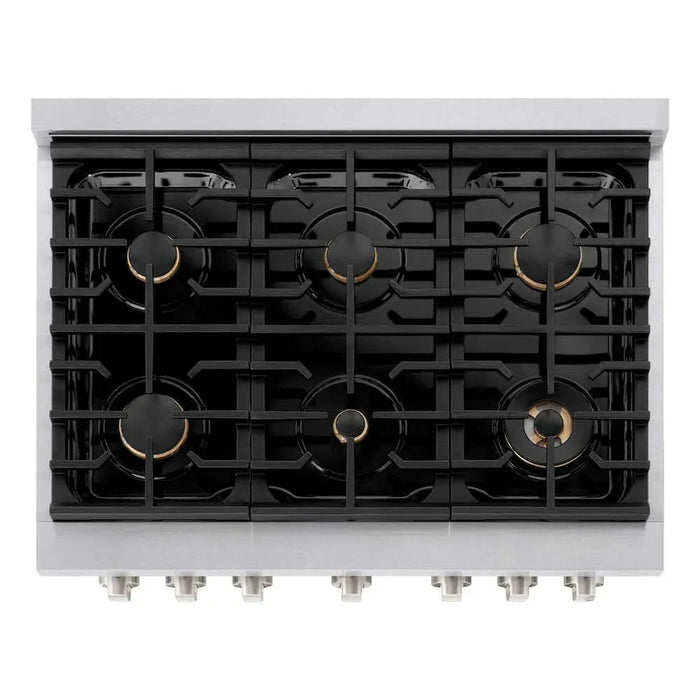 ZLINE 36"Gas Range, Convection Gas Oven , DuraSnow® Brass Burners, SGRS-BR-3609K