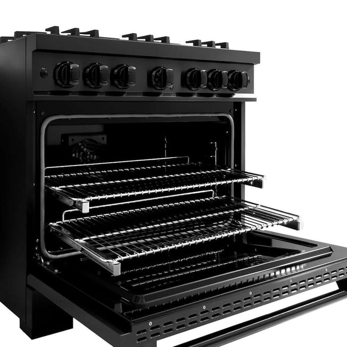 ZLINE 36" Select Dual Fuel Range Gas Cooktop Electric Convection Oven Black Stainless Steel HDRB-3609K