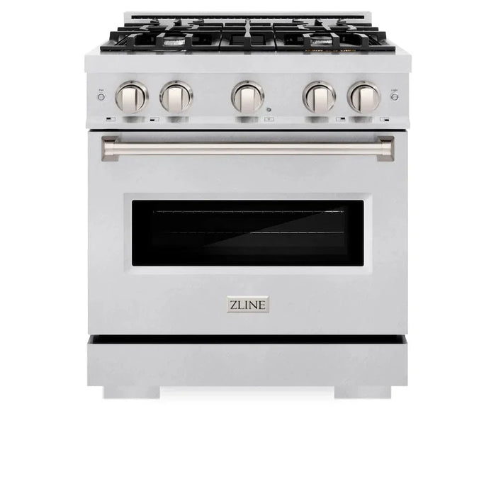 ZLINE 30" Dual Fuel Range, Gas Cooktop, Electric Convection Oven DuraSnow® Stainless Steel, CDRS-3009K