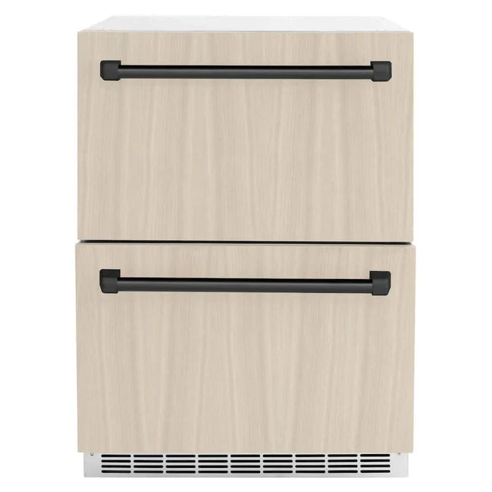 ZLINE 24" Touchstone 168 Can Outdoor-Rated Dual Refrigerator Drawer, Panel Matte Black, RDSPOZ-24-MB09K