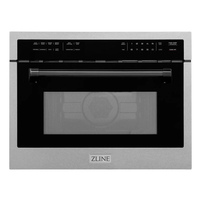 ZLINE 24” Convection Microwave, Stainless Steel, Black MWOZ-24-SS-MB09K