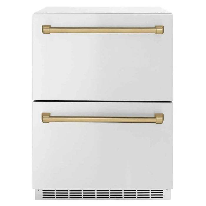 ZLINE 24" Touchstone 168 Can Outdoor-Rated Dual Refrigerator Drawer, Champagne Bronze, RDSOZ-ST-24-CB09K