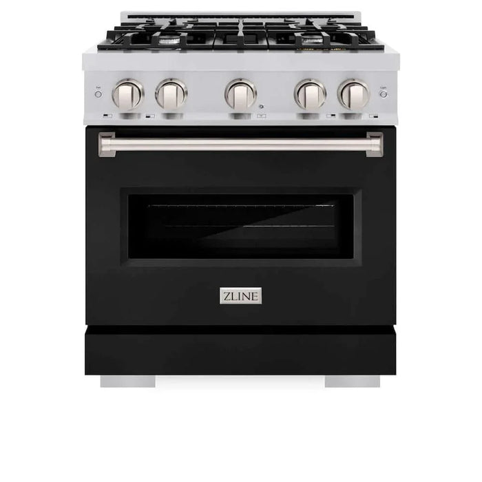 ZLINE 30"Classic Gas Range, Convection Gas Oven, Stainless Steel, Black Matte Door CGR-BLM-3009K