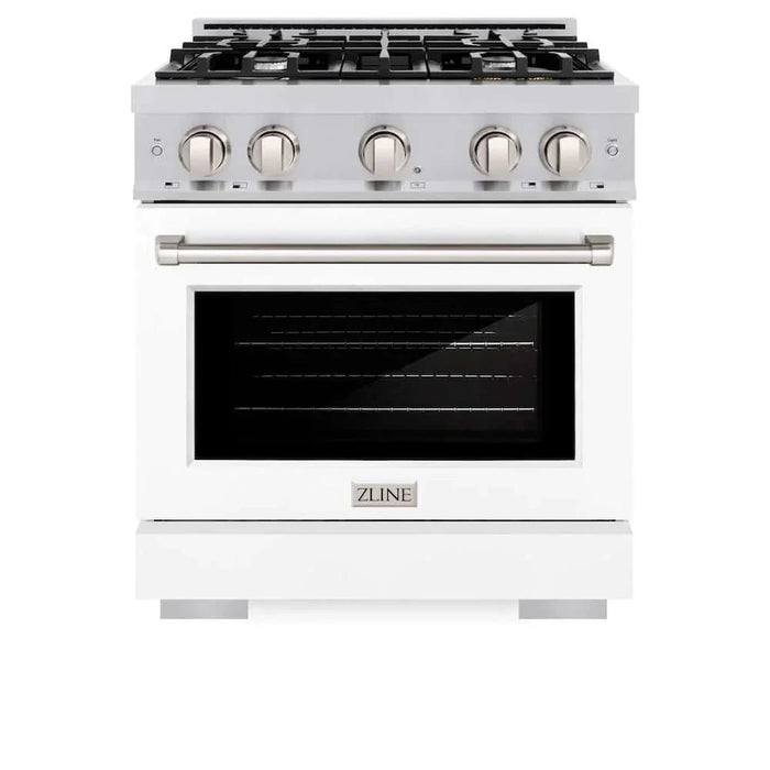 ZLINE 30" Select Gas Range Convection Gas Oven White Matte Stainless Steel HGR-WM-3009K