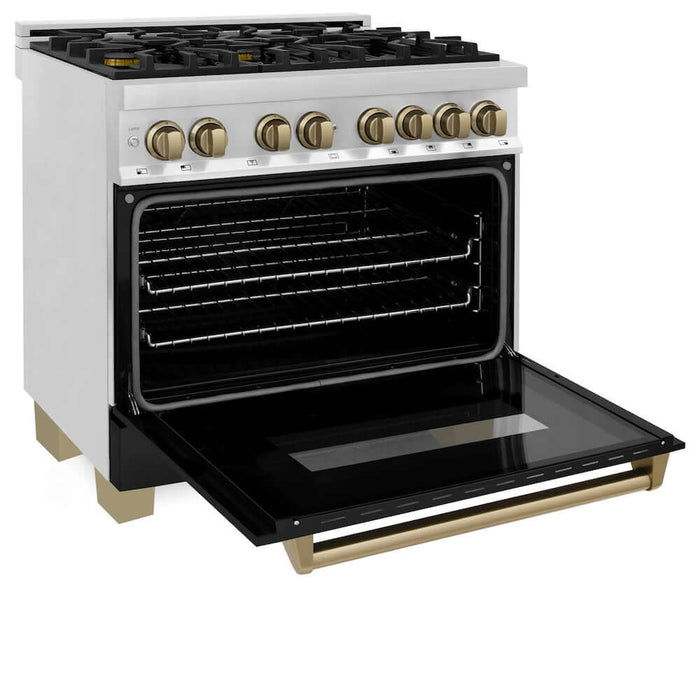 ZLINE 36" Autograph Dual Fuel Range, Black, Bronze, RAZ-BLM-36-CB09K
