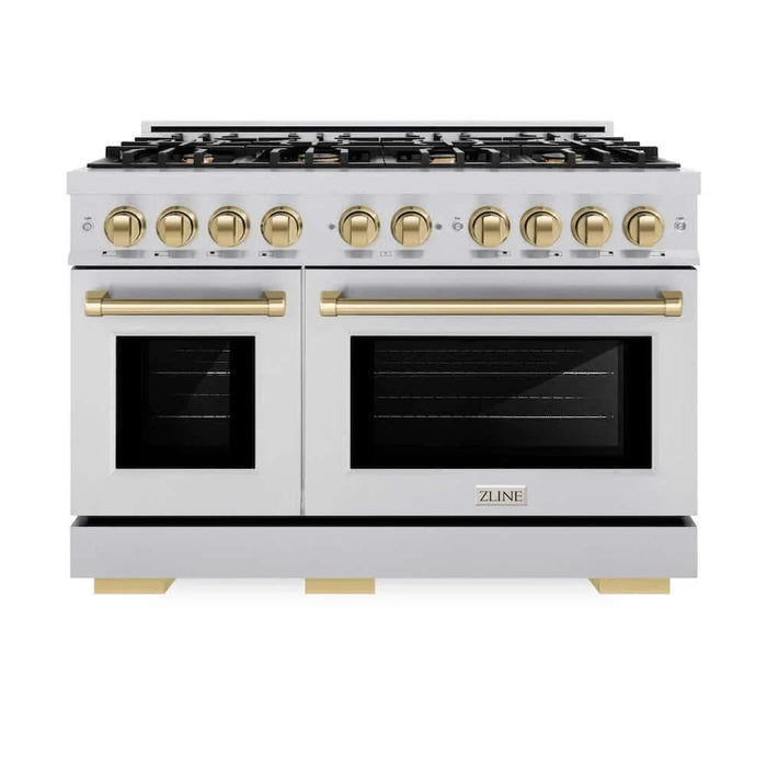 ZLINE 48" Select Dual Fuel Range Gas Cooktop Electric Convection Oven Stainless Steel Champagne Bronze HDRZ-48-CB09K