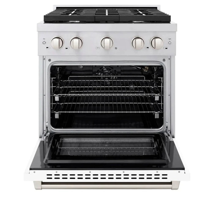ZLINE 30"Paramount Dual Fuel Range Stainless Steel, White Matte, SDR-WM-3009K