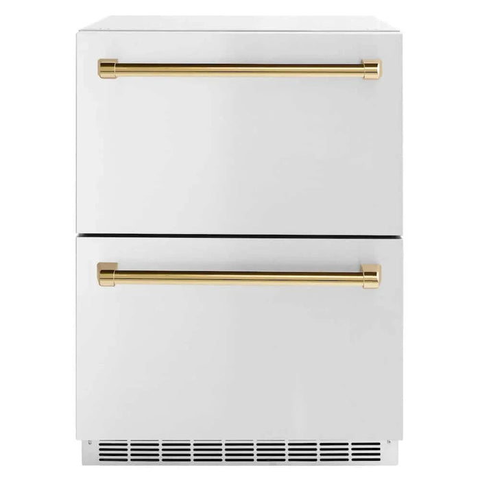 ZLINE 24" Touchstone 168 Can Outdoor-Rated Dual Refrigerator Drawer, Gold, RDSOZ-ST-24-G09K
