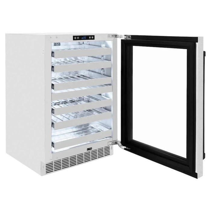 ZLINE 24" Touchstone Dual Zone 44 Bottle Wine Cooler DuraSnow® Stainless Steel Glass Door Matte Black Handle RWDOZ-SN-24-MB09K